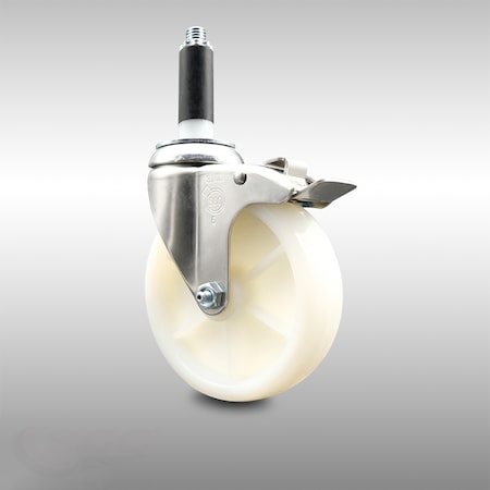 Service Caster 5 Inch 316SS Nylon Wheel Swivel 3/4 Inch Expanding Stem Caster Lock Brake SCC SCC-SS316TTLEX20S514-NYS-34